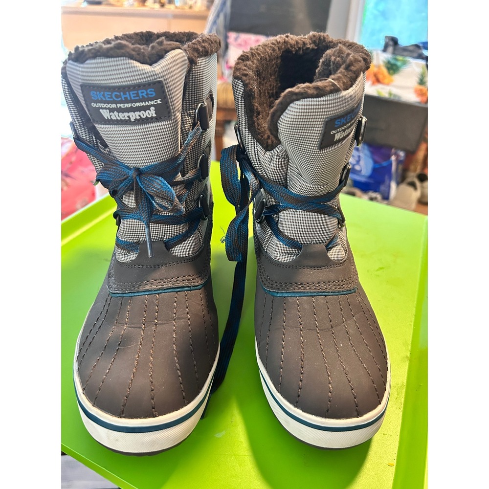 Skechers Outdoor Performance Waterproof Snow Boots Womens brown Houndstooth Duck